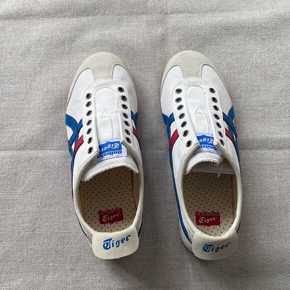 None Other - Onitsuka Tiger White Sneakers With Blue And Red Stripes